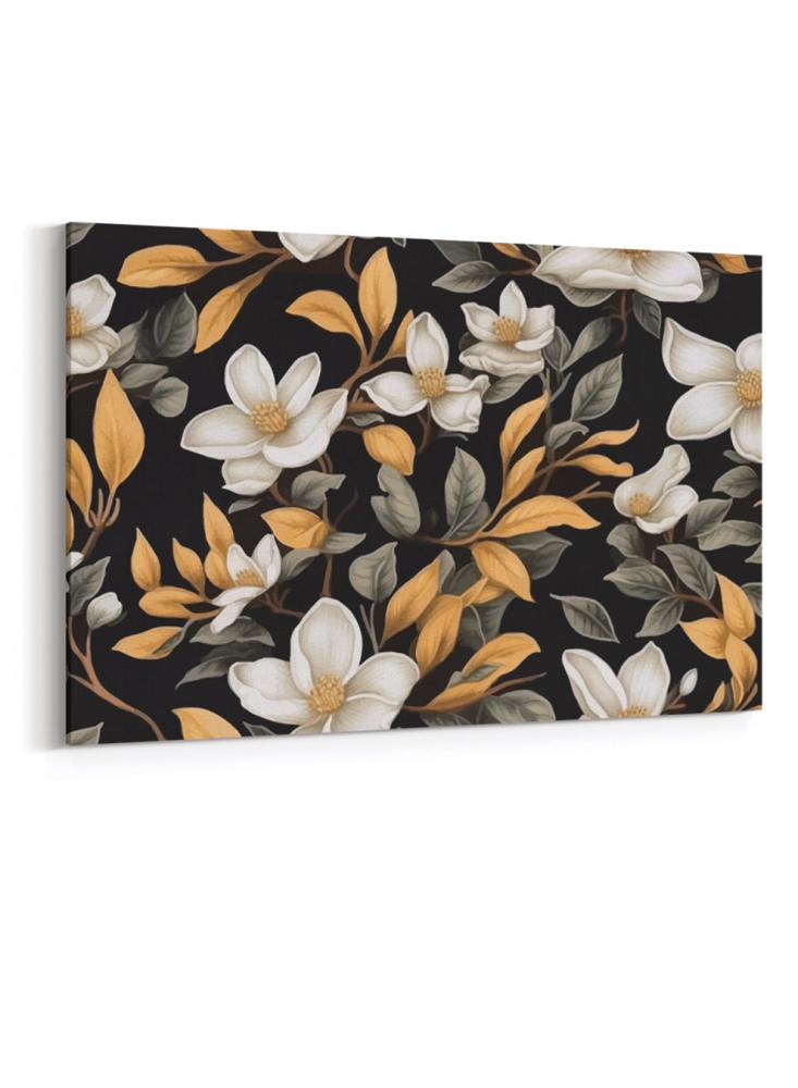 Canvas board on a wooden frame with a floral art pattern design