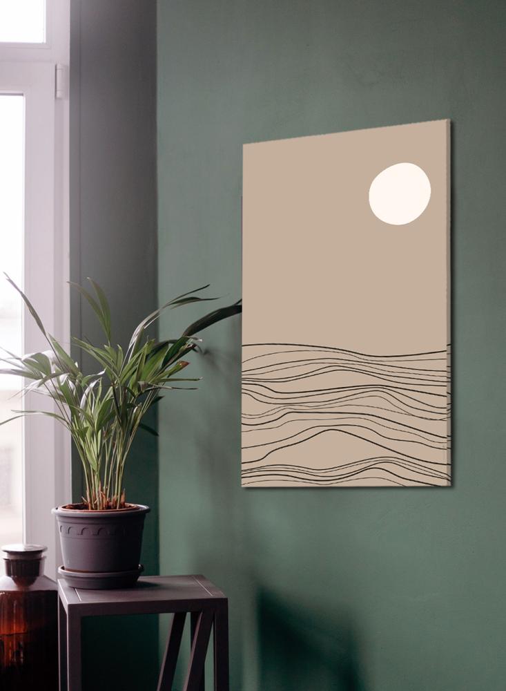 Canvas painting on a wooden frame with an abstract wave art design
