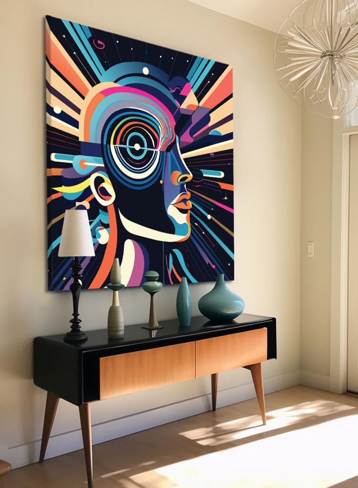 Canvas board on wooden frame with visual art for colorful artistic pattern design