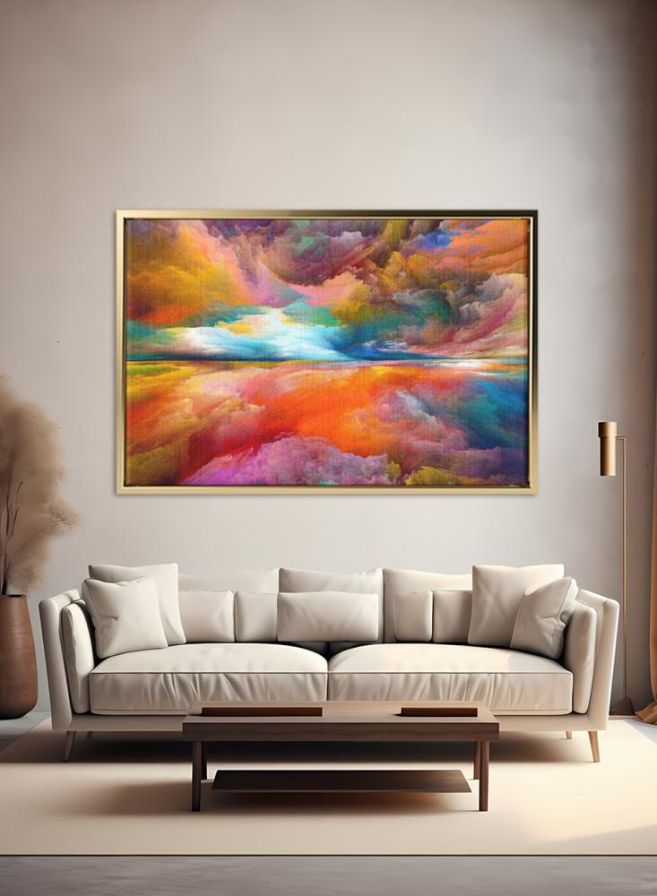 Canvas painting on wooden frame with colorful zipper design