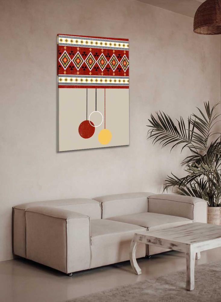 Canvas painting on wooden frame with a design inspired by the Saudi character