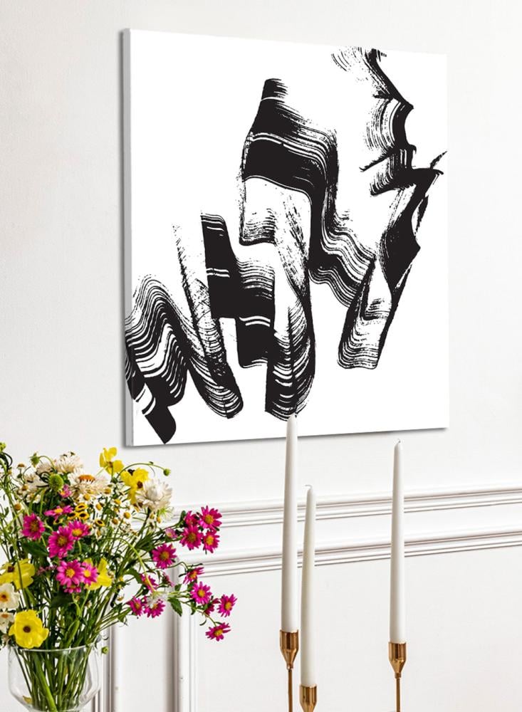 Canvas board on a wooden frame with conceptual art for black brush design