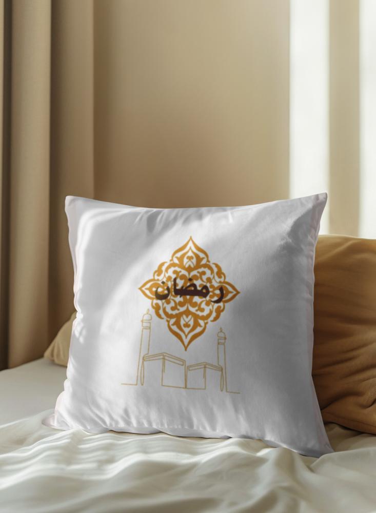A polyester pillow cover with a festive Islamic design for Ramadan