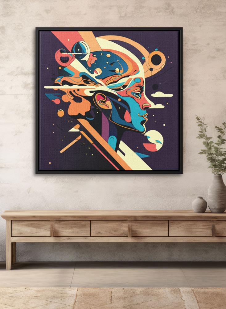 Canvas board on wooden frame with visual art for colorful artistic pattern design