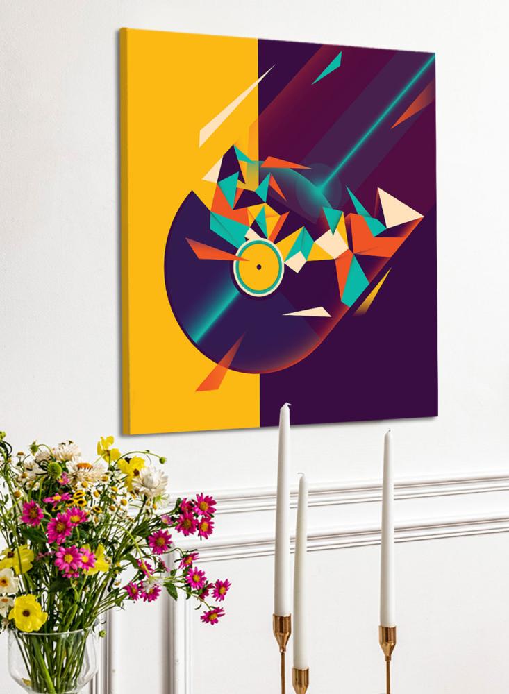 Canvas painting on a wooden frame with conceptual art for Haya's design, let's celebrate