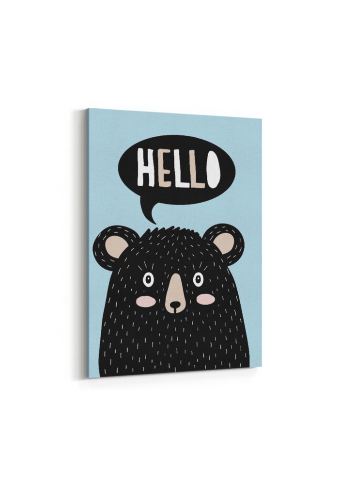 Canvas painting on wooden frame with a playful bear design