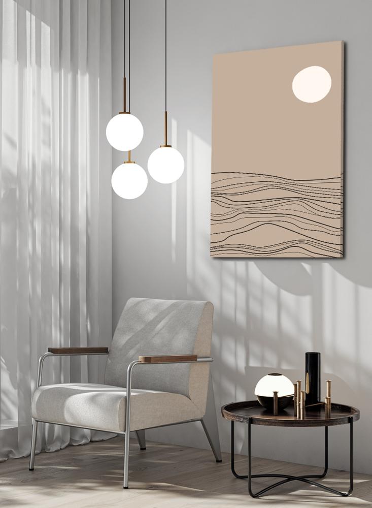 Canvas painting on a wooden frame with an abstract wave art design