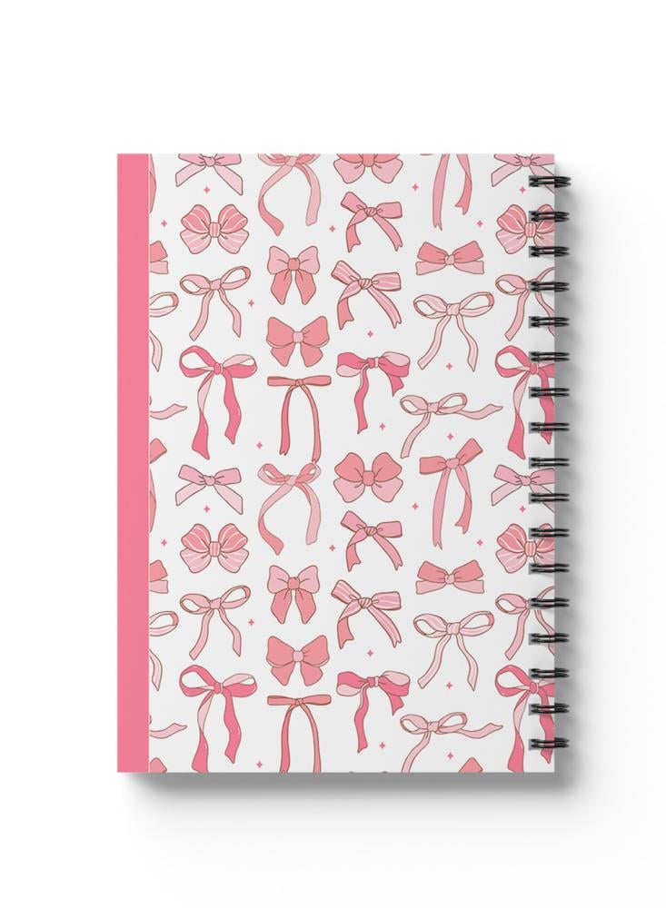 60-page wire-bound notebook with a cardboard cover featuring a pink stripe design