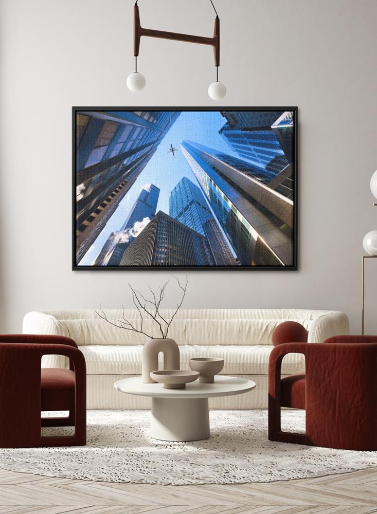 Canvas painting on a wooden frame of the city of Chicago in America