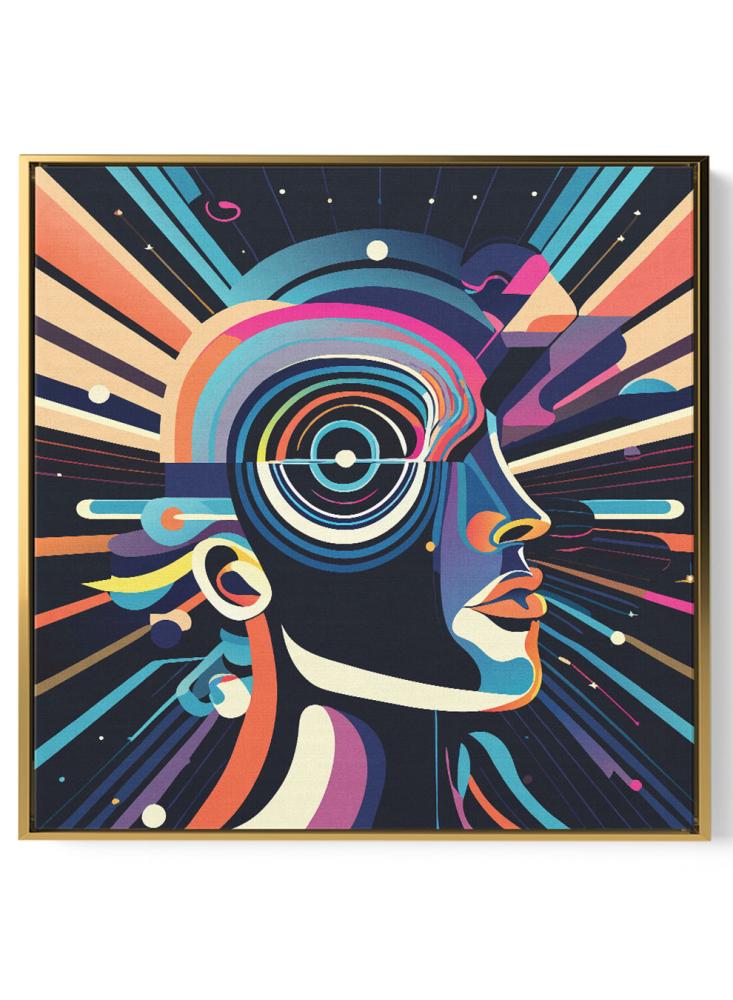 Canvas board on wooden frame with visual art for colorful artistic pattern design
