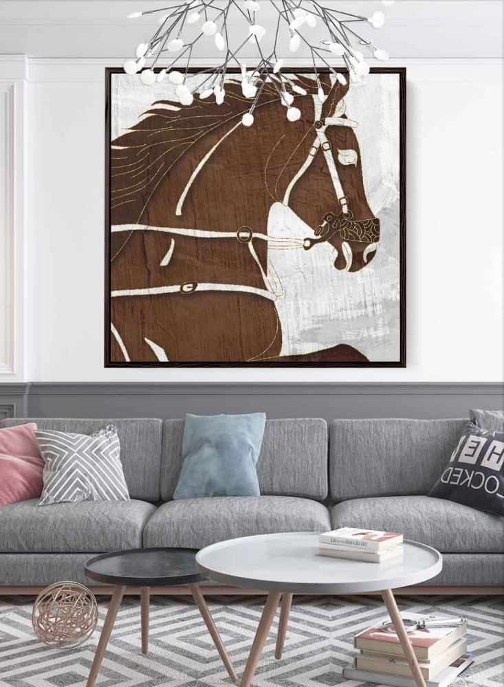 Canvas painting on a wooden frame with an abstract art design of the warrior horse