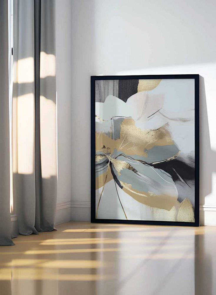 Canvas board on wooden frame, abstract art design of flowers, for home, living room, office, decoration
