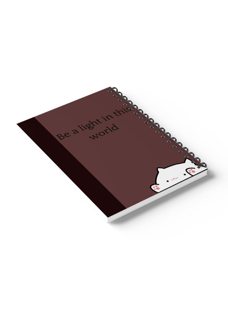 Wire notebook 60 pages with cardboard cover with design be a light in this world