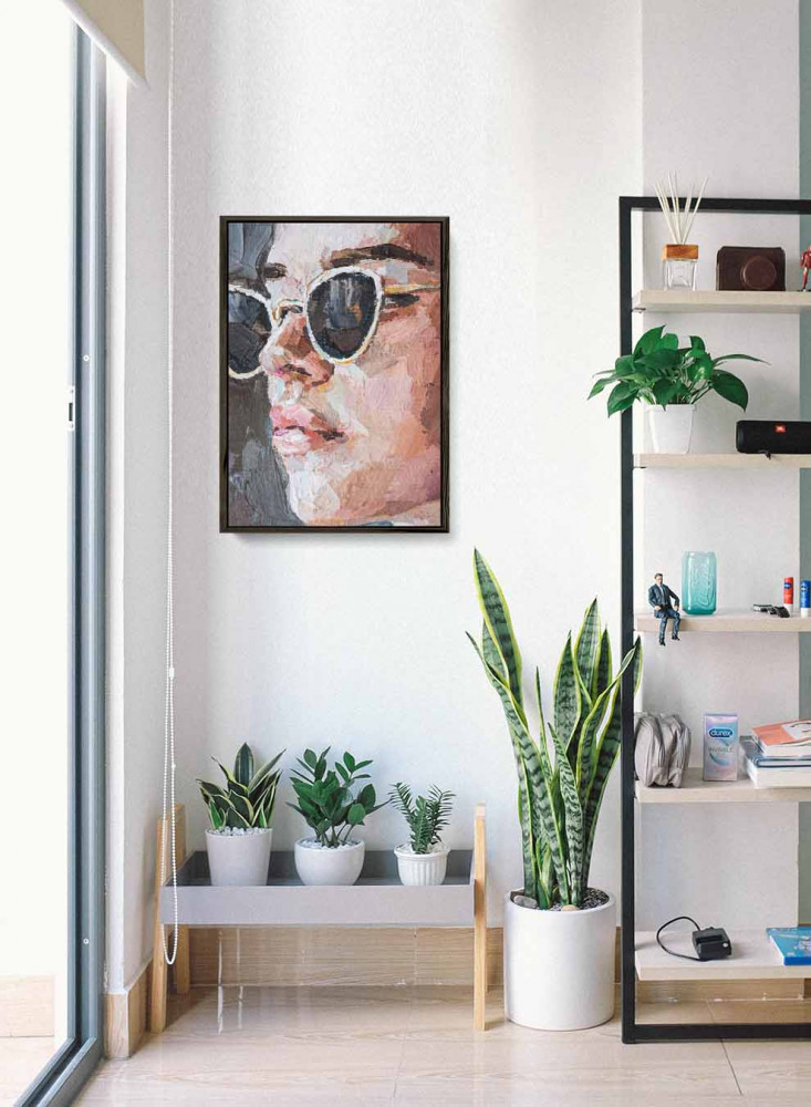 لوحة كانفاس على إطار خشبي، تصميم انظر من خلال نظارات الشمس، للمنزل، غرفة المعيشة، المكتب، الديكور