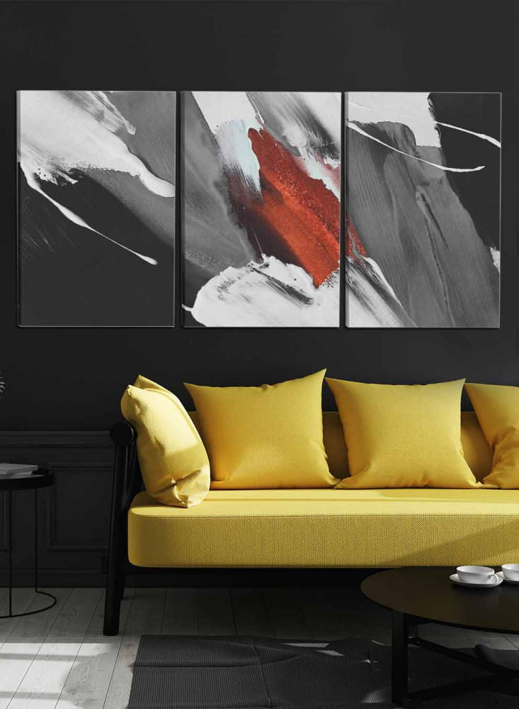 Set of 3 Canvas Paintings on Wooden Frame, Oil Art Design, for Home, Living Room, Office, Decoration