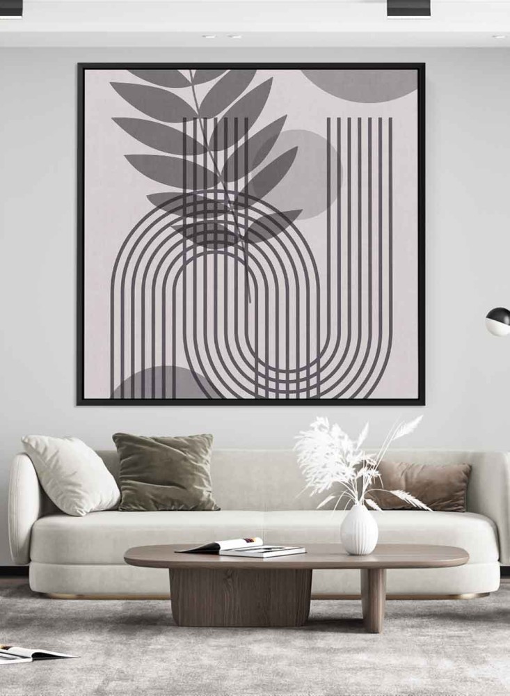 لوحة كانفاس على إطار خشبي بتصميم فن لخطوط و زهور