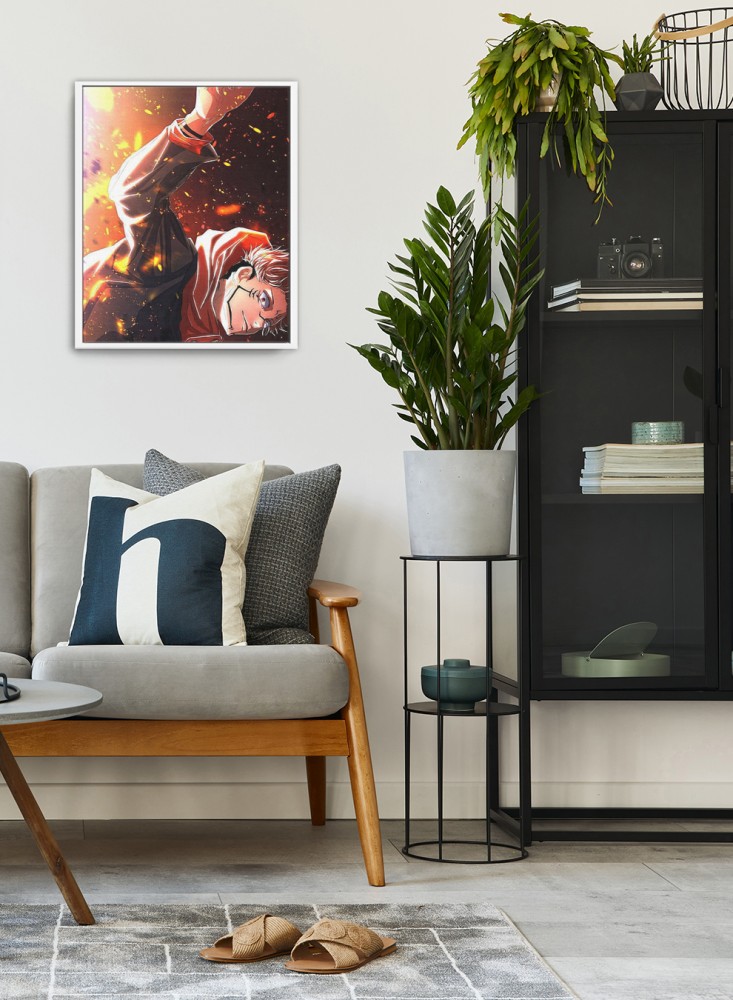Canvas painting on wooden frame with Sukuna design from Jujutsu Kaisen