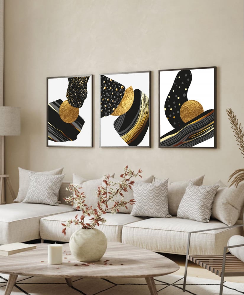 طقم من ٣ لوحات كانفاس على إطار خشبي، تصميم رسم تجريدي للقمر، للمنزل، غرفة المعيشة، المكتب، الديكور