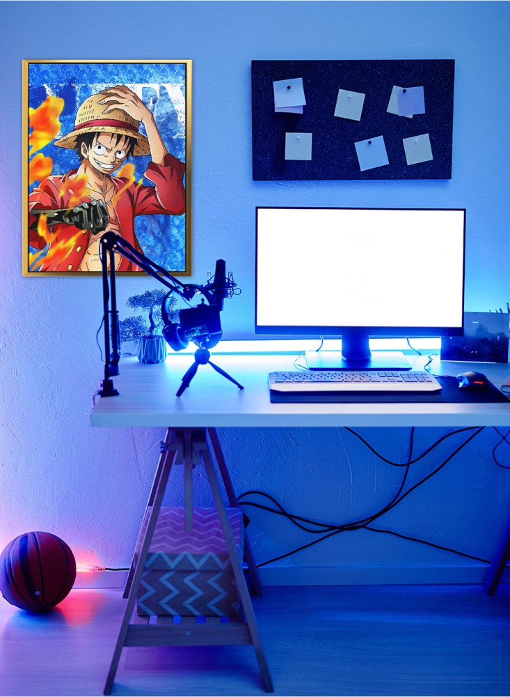 Canvas painting on wooden frame with Luffy design from anime One Piece