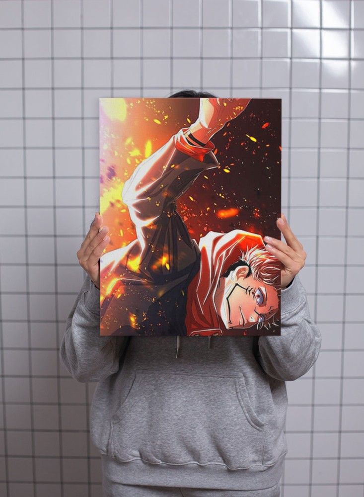 Canvas painting on wooden frame with Sukuna design from Jujutsu Kaisen