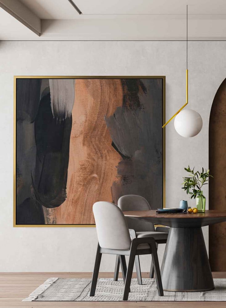 Square canvas painting on a wooden frame, abstract art design, for home, living room, office, decoration