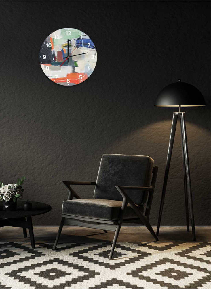 Hand Painted Acrylic Battery Operated Wall Clock for Home Living Room Office Decor