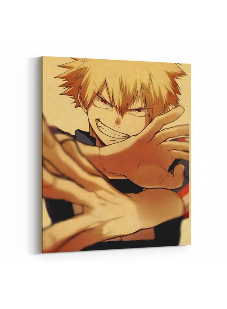Canvas board on a wooden frame, Bakugo anime design My Hero Academia