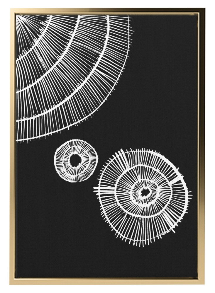 Canvas board on wooden frame with circle design