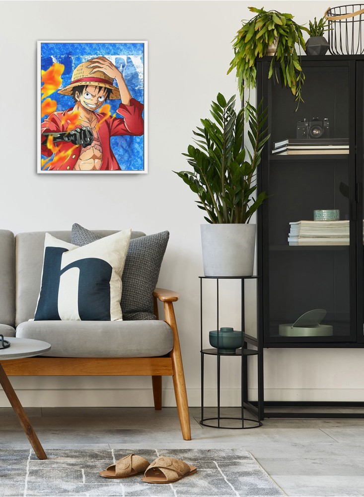 Canvas painting on wooden frame with Luffy design from anime One Piece