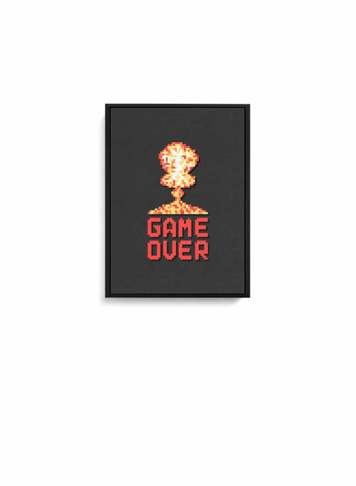 Game Over Canvas Painting on Wood Frame for Home, Living Room, Office, Decoration