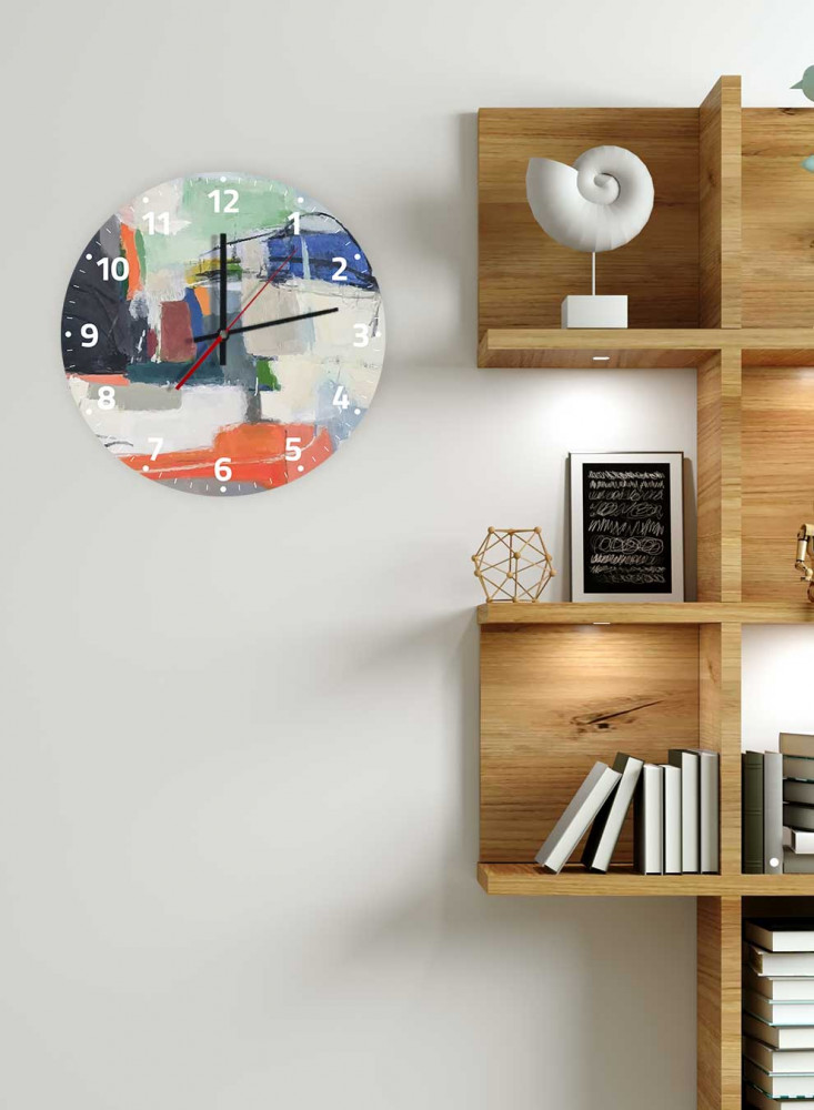 Hand Painted Acrylic Battery Operated Wall Clock for Home Living Room Office Decor