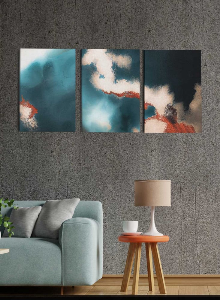 Set of 3 Canvas Paintings on Wooden Frame, Colorful Wall Design, for Home, Living Room, Office, Decoration