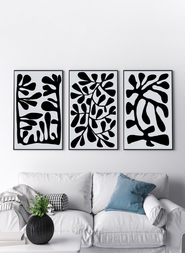 Set of 3 Canvas Paintings on Wooden Frame, Abstract Painting Design, for Home, Living Room, Office, Decoration