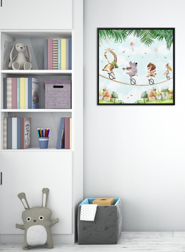 Canvas painting on wooden frame with design of the animal band