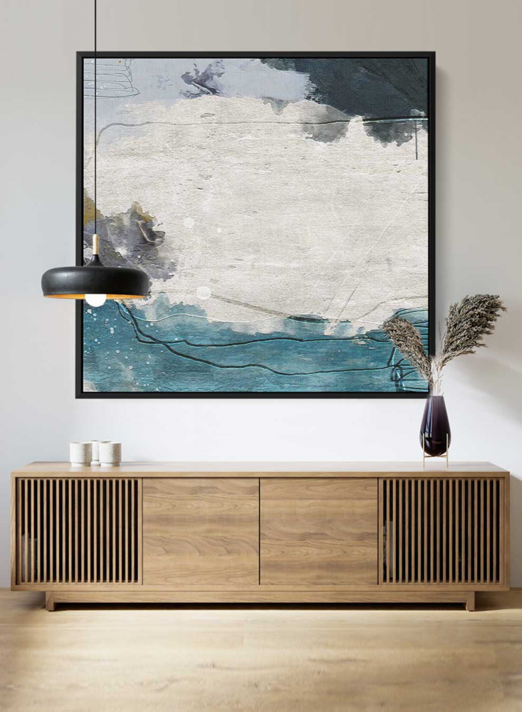 Square canvas painting on a wooden frame, abstract art design, for home, living room, office, decoration