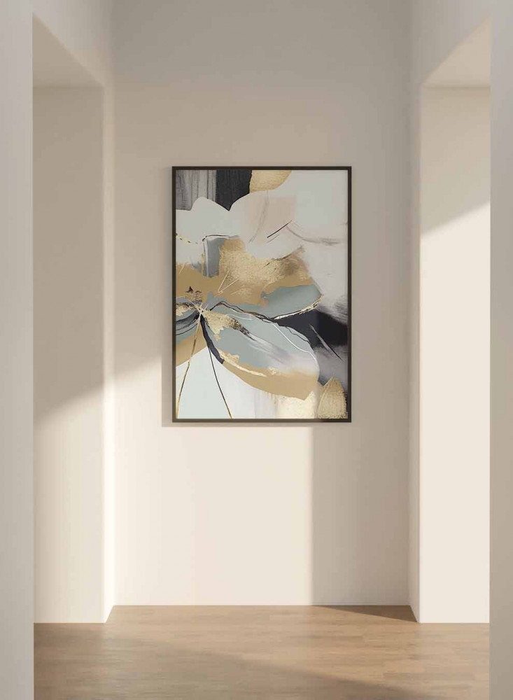 Canvas board on wooden frame, abstract art design of flowers, for home, living room, office, decoration