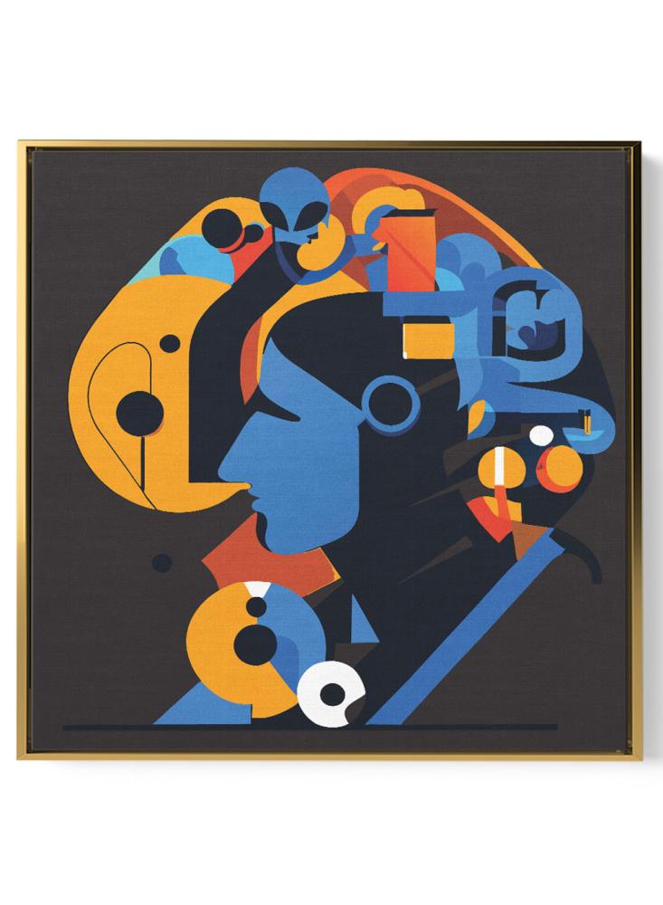 Canvas painting on a wooden frame with conceptual art for abstract art design