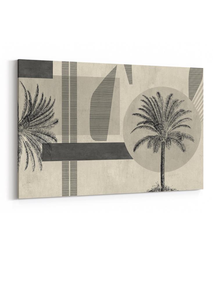 Canvas board on wooden frame with tropical tree design