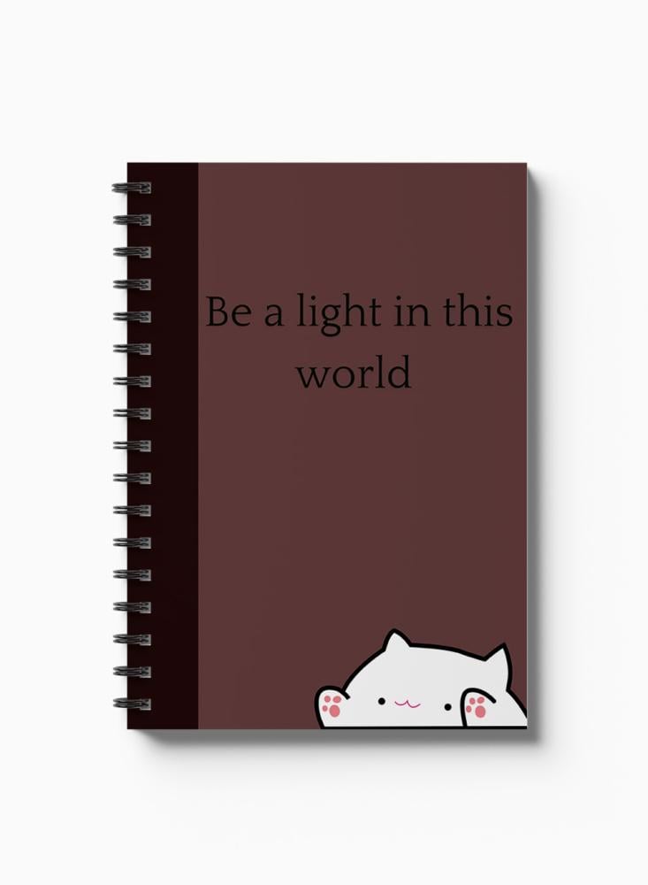 Wire notebook 60 pages with cardboard cover with design be a light in this world