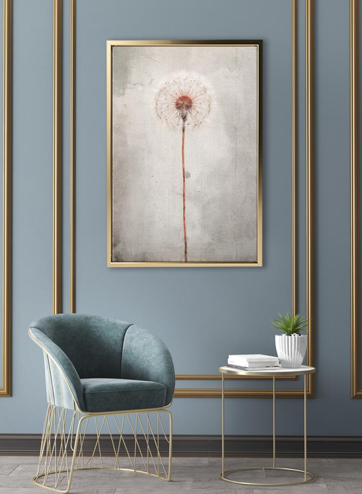 Canvas board on wooden frame with dandelion flower design