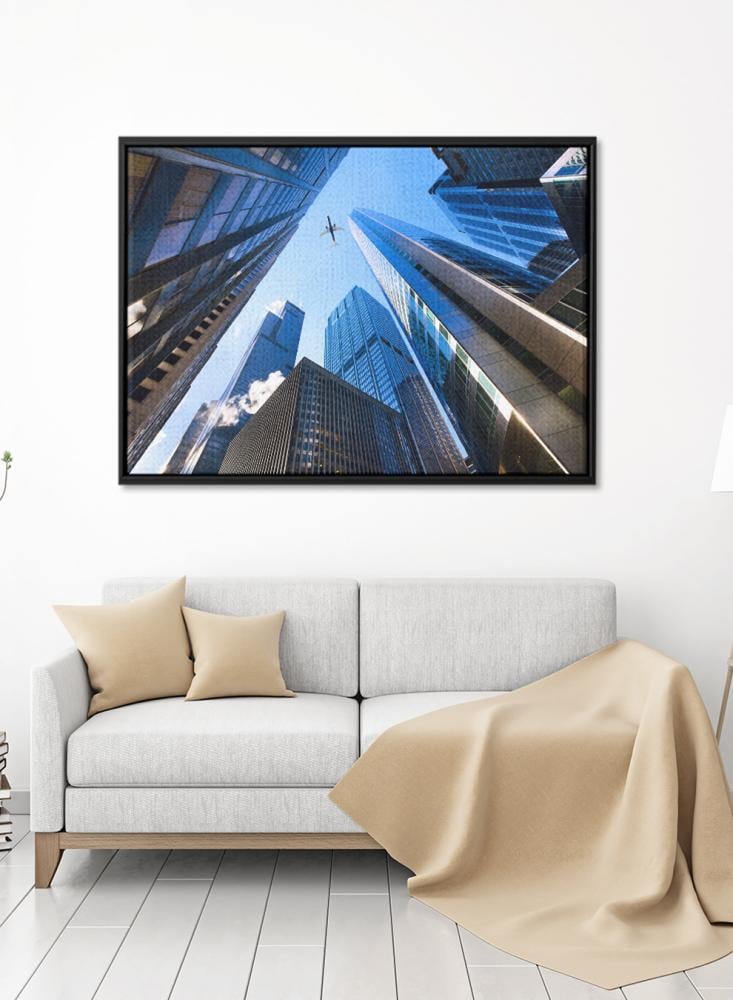 Canvas painting on a wooden frame of the city of Chicago in America