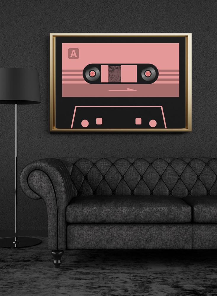 لوحة كانفاس على إطار خشبي بتصميم شريط كاسيت كلاسيكي