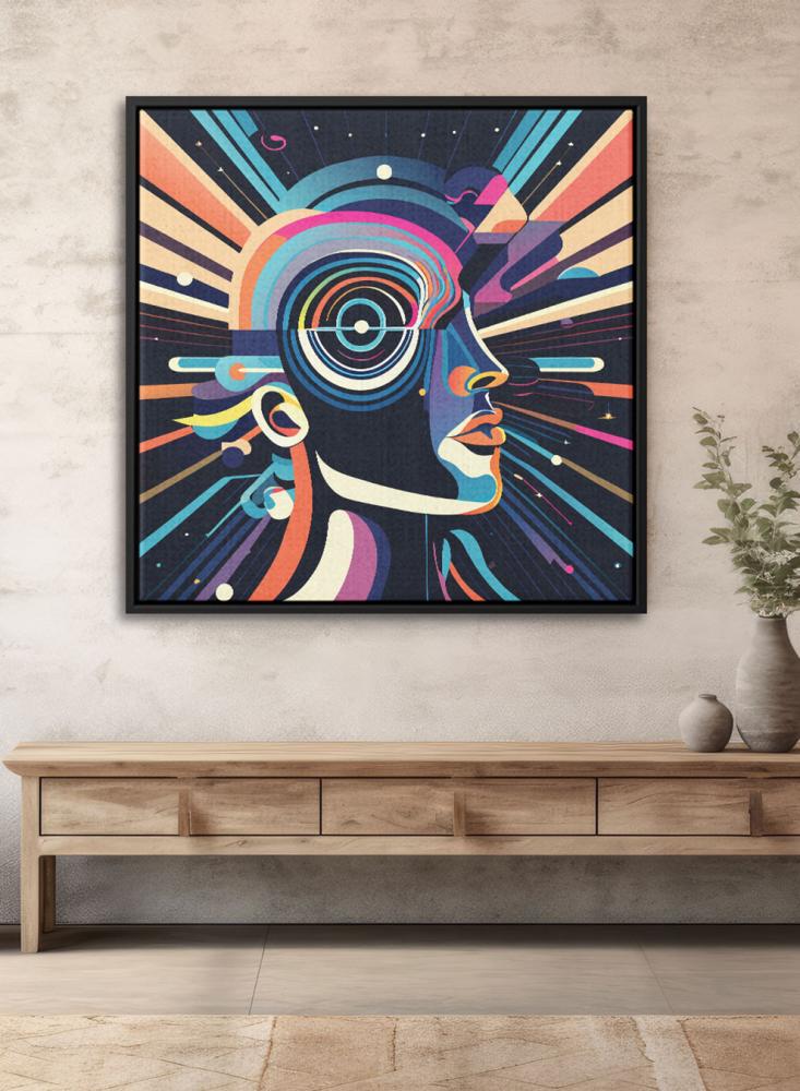 Canvas board on wooden frame with visual art for colorful artistic pattern design