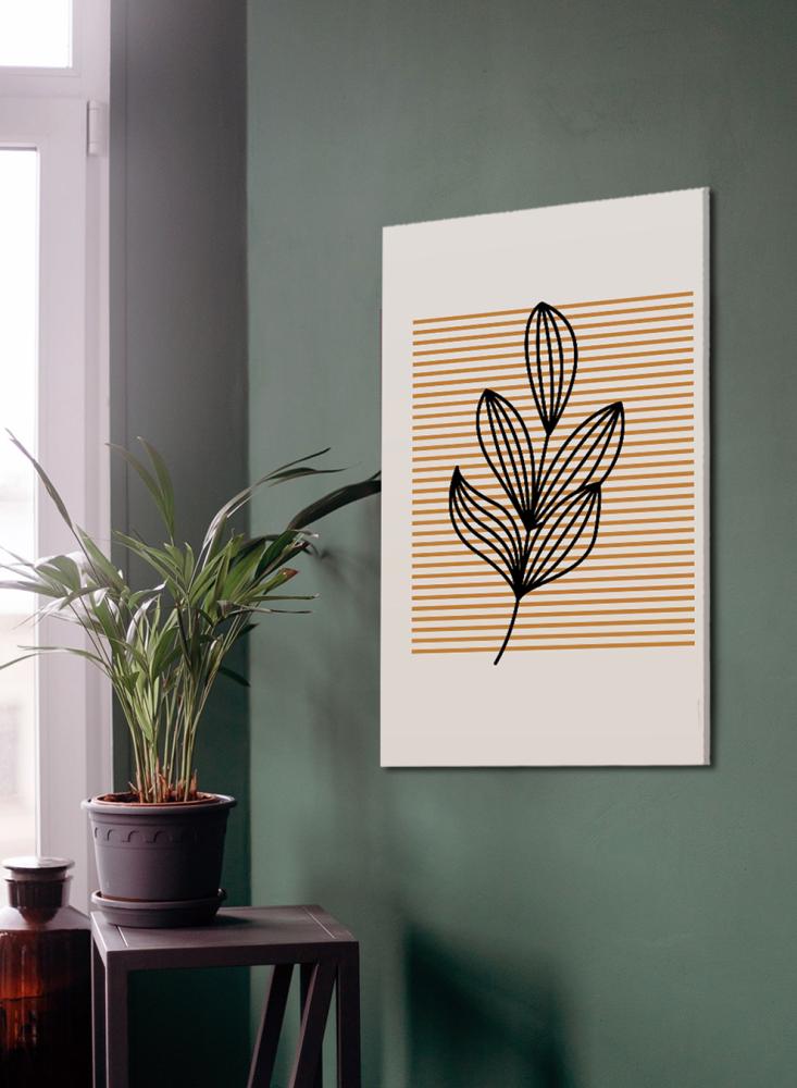 Canvas painting on a wooden frame with a plant design in bohemian style