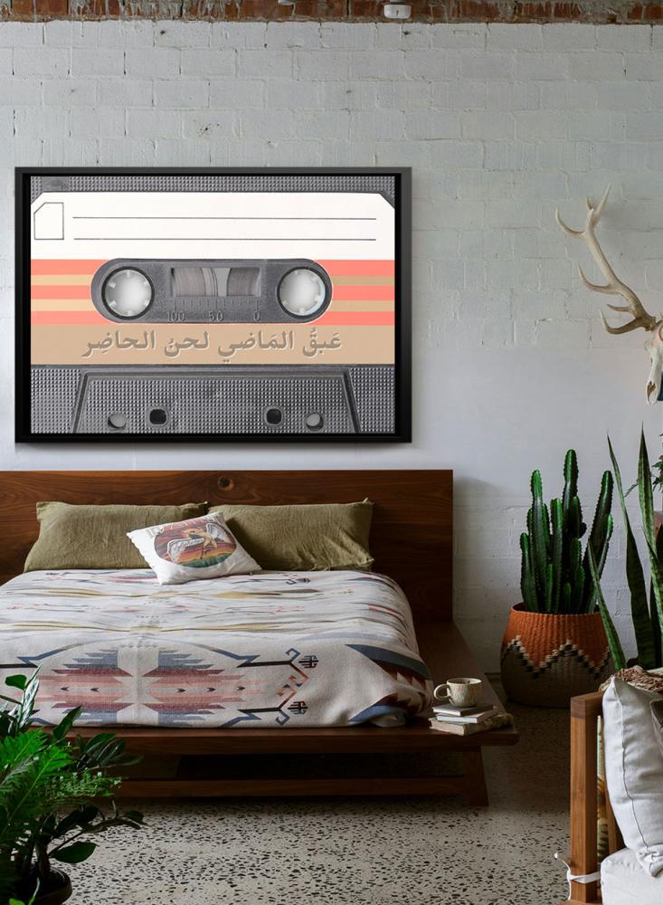 لوحة كانفاس على إطار خشبي بتصميم شريط كاسيت كلاسيكي