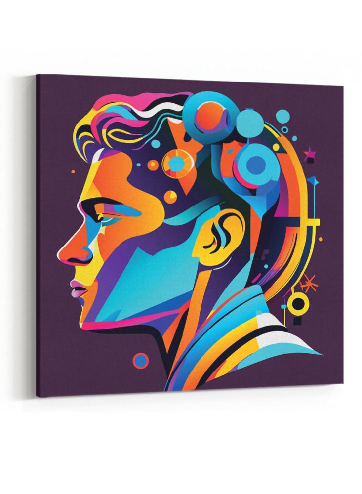 Canvas board on wooden frame with conceptual art for designing an artistic pattern for the man