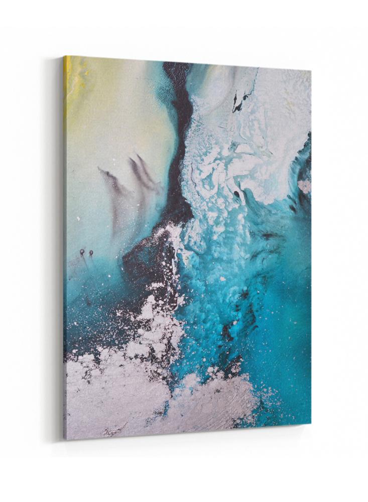 Canvas board on wooden frame with abstract art design of the ocean