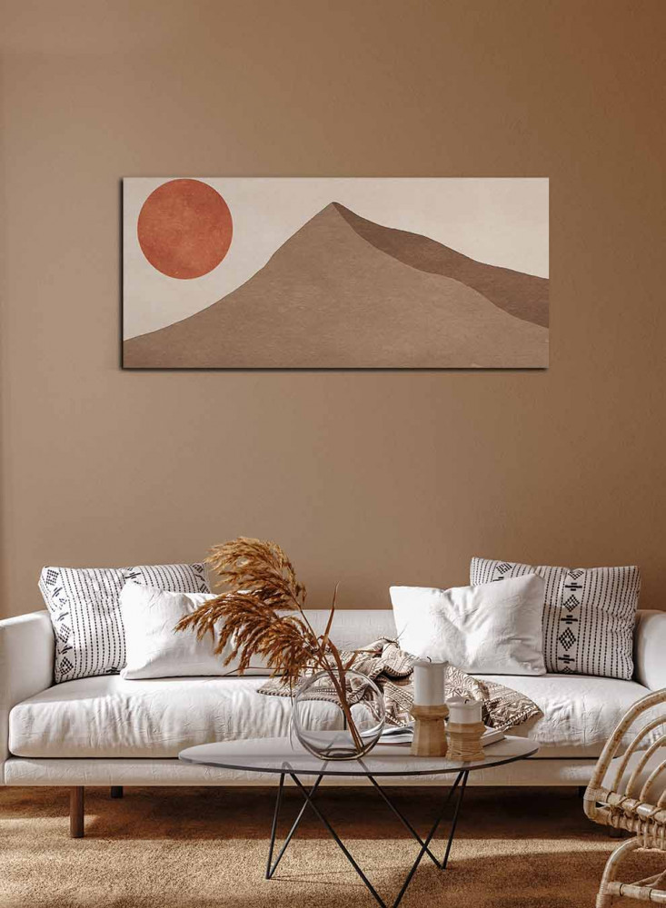 Panorama View, Moon and Mountain Design, Canvas Painting on Wooden Frame, for Home, Living Room, Office, Decoration