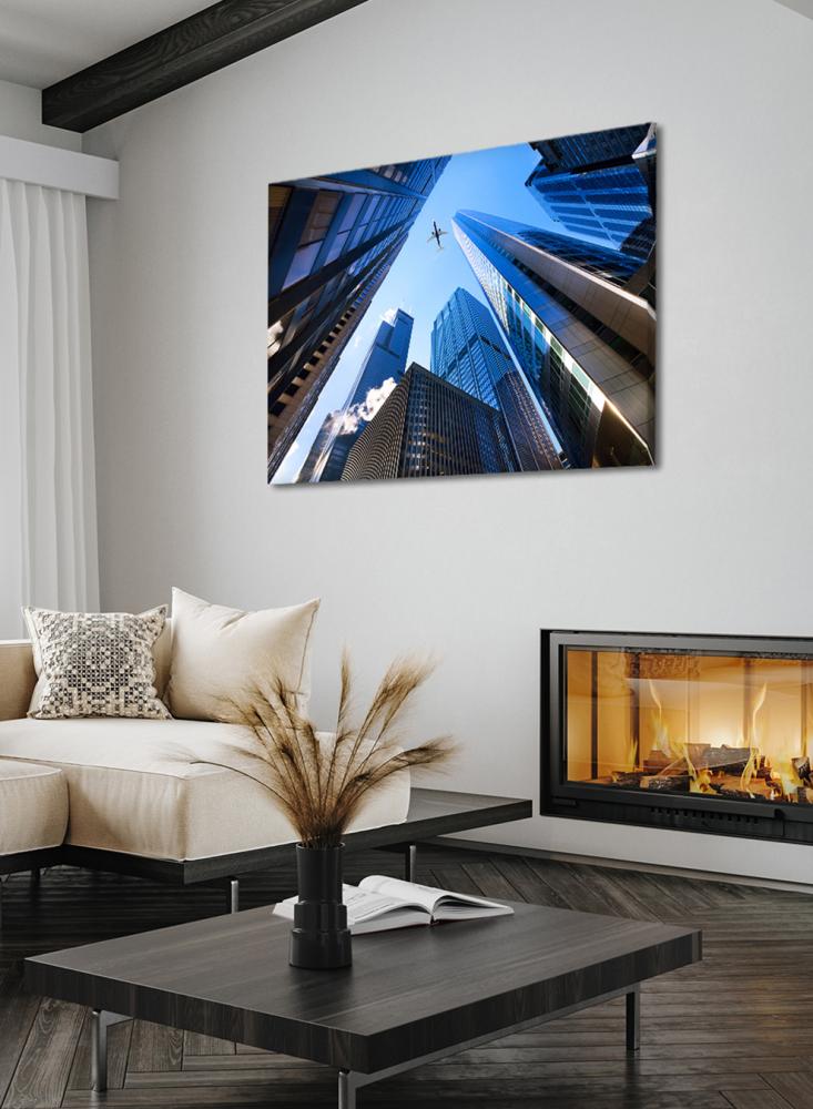 Canvas painting on a wooden frame of the city of Chicago in America
