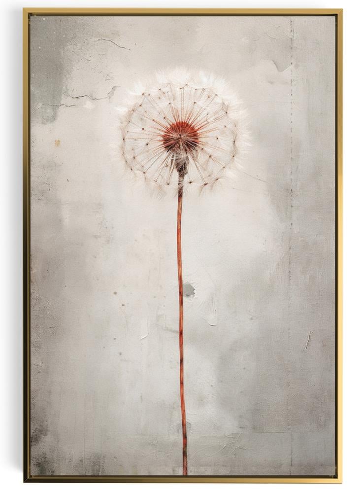 Canvas board on wooden frame with dandelion flower design